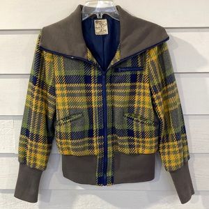 Tulle plaid cropped jacket
